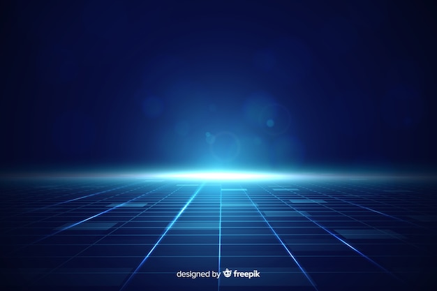 Futuristic horizon background with blue light