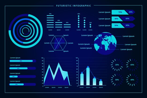 未来的なインフォグラフィックコレクションテンプレート