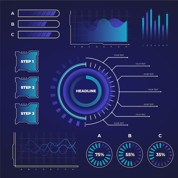 Futuristic infographic collection template