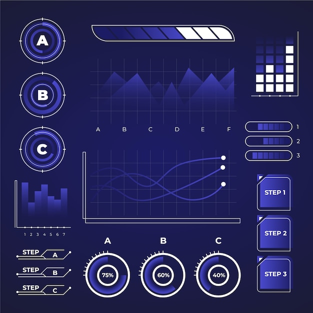 Vettore gratuito collezione futuristica di infografica