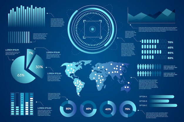 Vettore gratuito collezione futuristica di infografica