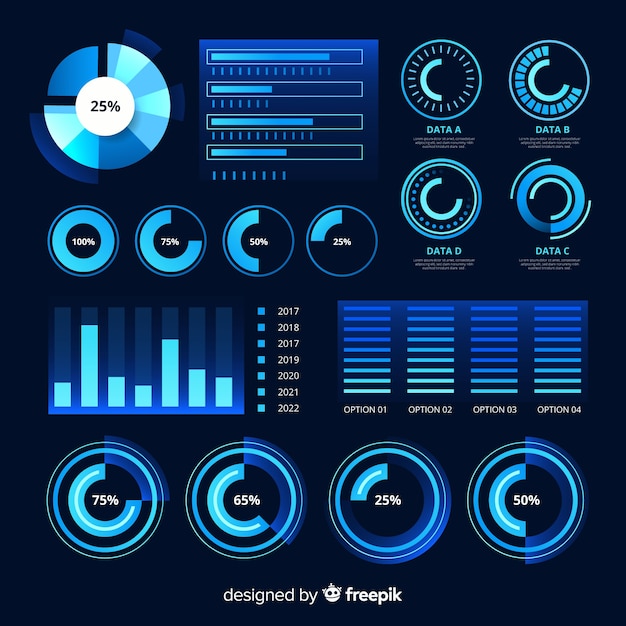 미래의 infographic 요소 컬렉션