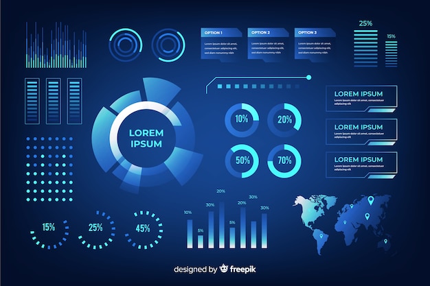 Free vector futuristic infographic element collection