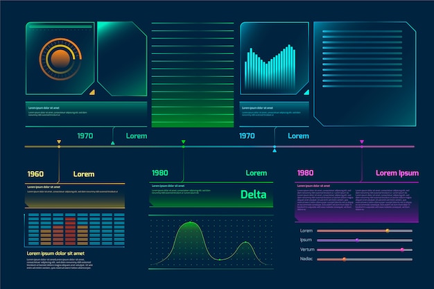 Бесплатное векторное изображение Футуристическая инфографика шаблон темы