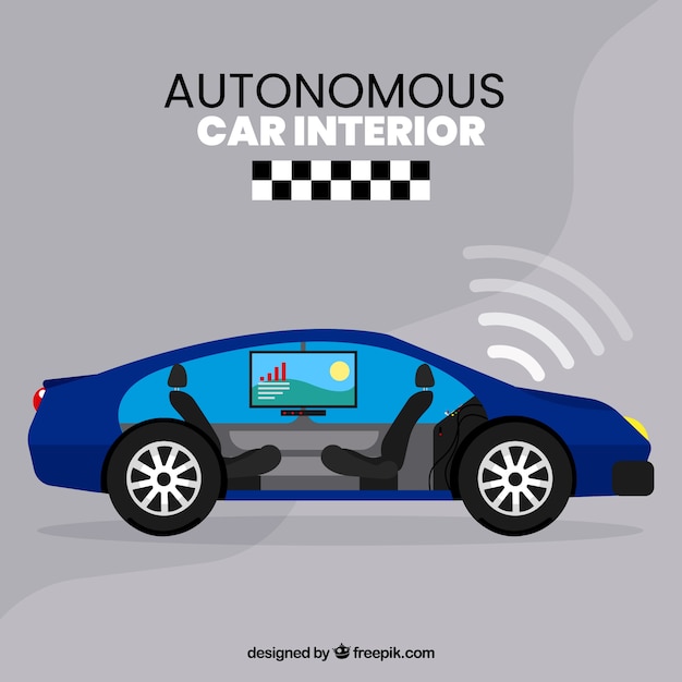 Free vector futuristic interior design of autonomous car