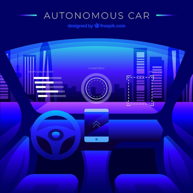 Interior design futuristico di auto autonoma