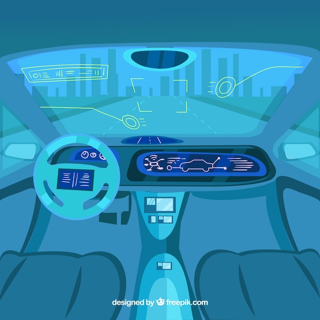 Бесплатное векторное изображение Футуристический дизайн интерьера автономного автомобиля