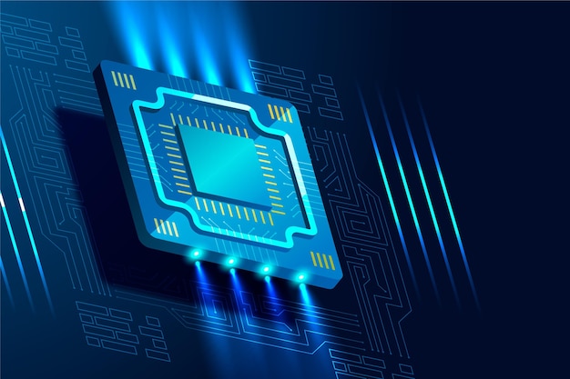 Free vector futuristic microchip processor background