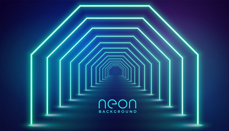 Free Vector futuristic neon geometric lights stage  