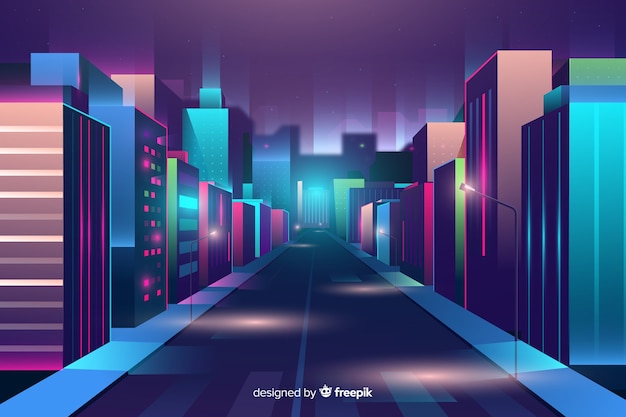 Free vector futuristic night city background