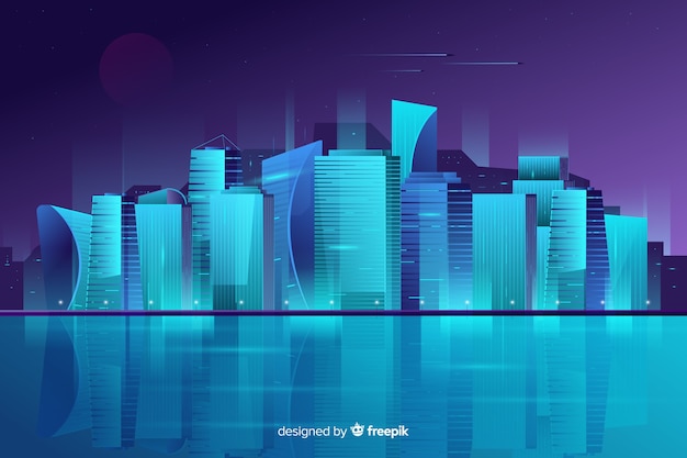 Free vector futuristic night city background