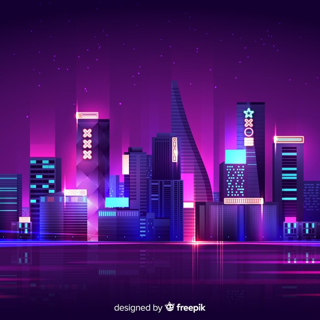 Futuristic night city background