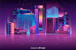 Free vector futuristic night city background