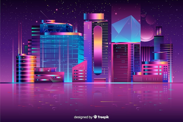 未来的な夜の街の背景