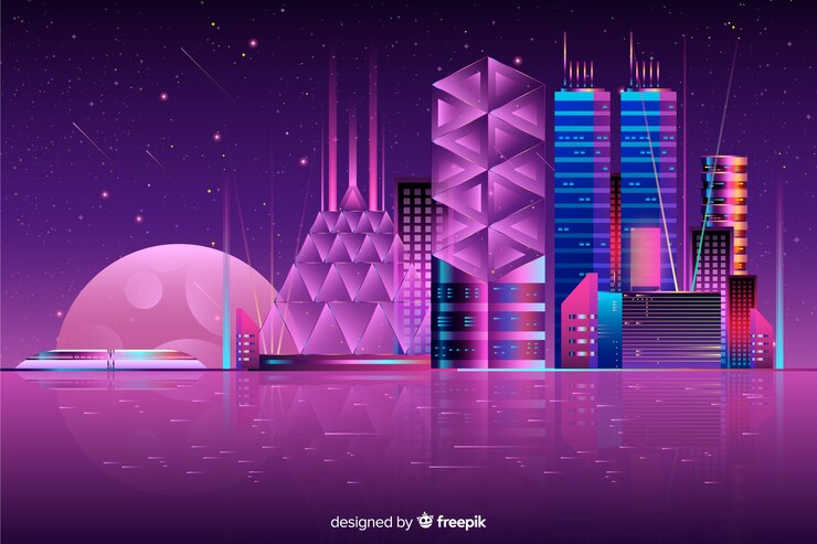 Free Vector futuristic night city background