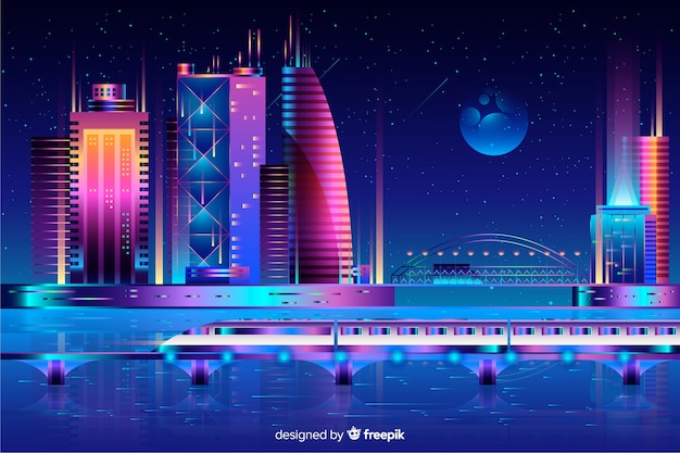 Futuristic night city background