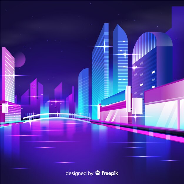 Futuristic night city background