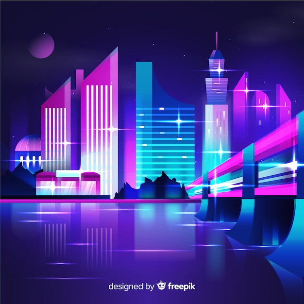 Futuristic night city background