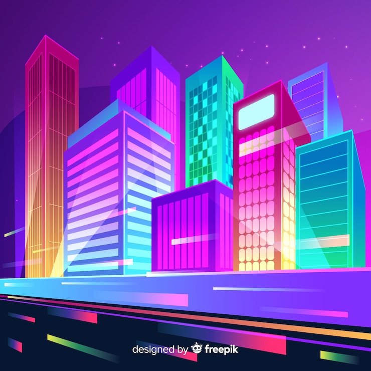 Free Vector futuristic night city background
