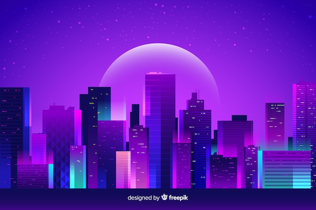 Futuristic night city background