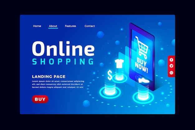 Futuristic online shopping landing page