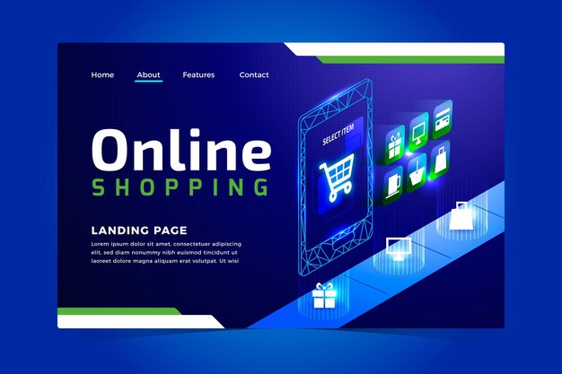 Futuristic online shopping landing page