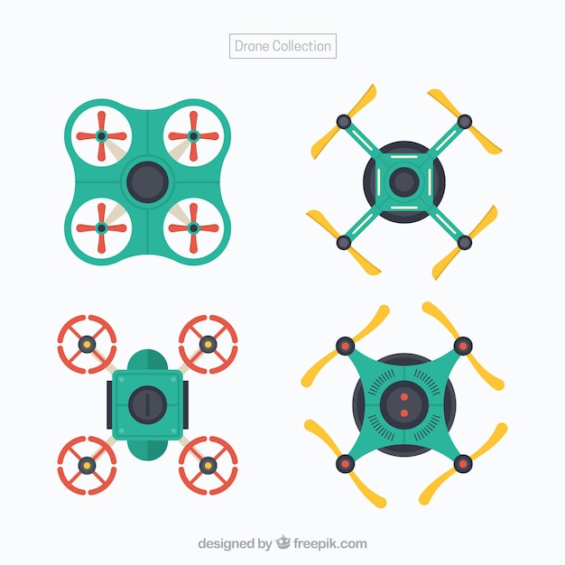 Free vector futuristic pack of flat drones