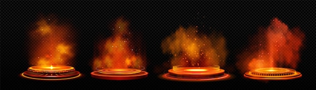 Free vector futuristic podium with orange light portal effect