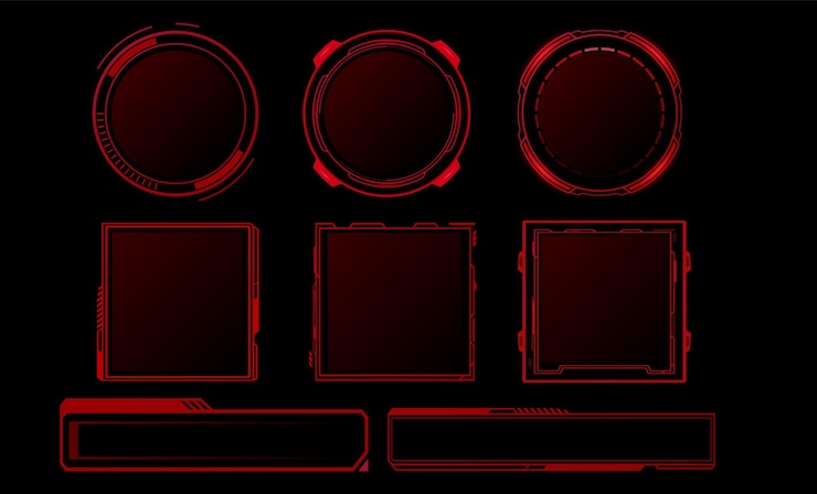 Free Vector futuristic red digital frames collection