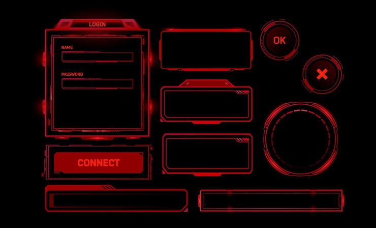 Free Vector futuristic red interface elements