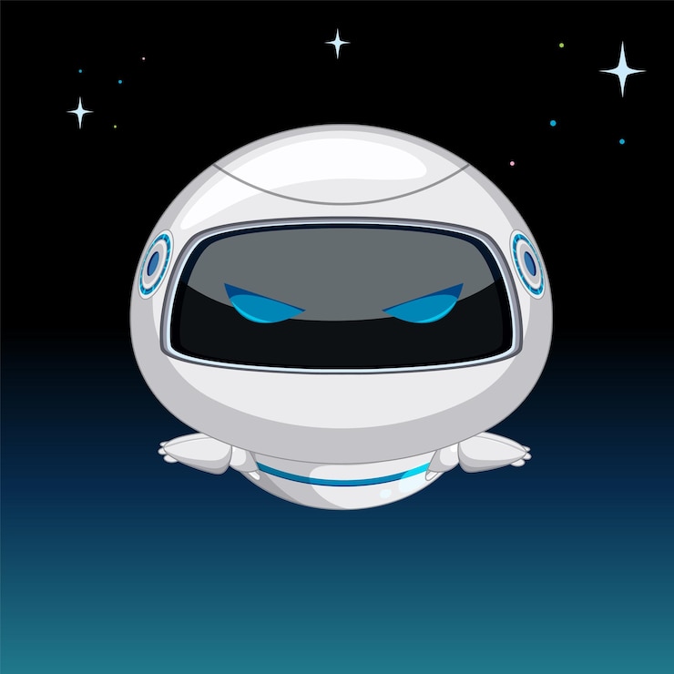 Free Vector futuristic robot head in space