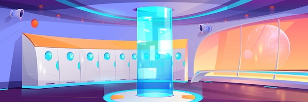 Free vector futuristic school hallway interior with lockers