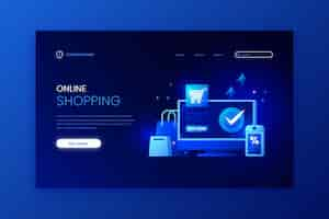 Free vector futuristic shopping online landing page template