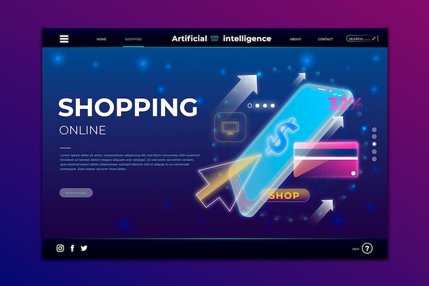 Free vector futuristic shopping online landing page