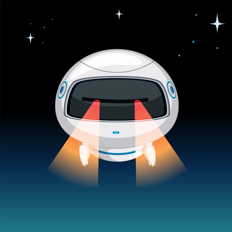 Free Vector futuristic spaceship launching into space
