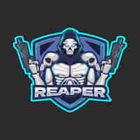 Free vector futuristic style reaper with guns logo