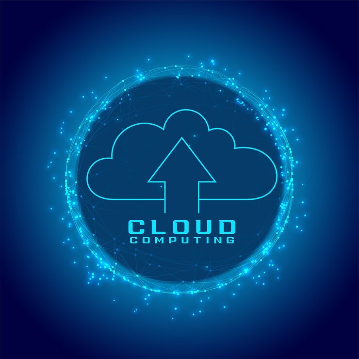 Free Vector futuristic techno cloud computing background for web data storage