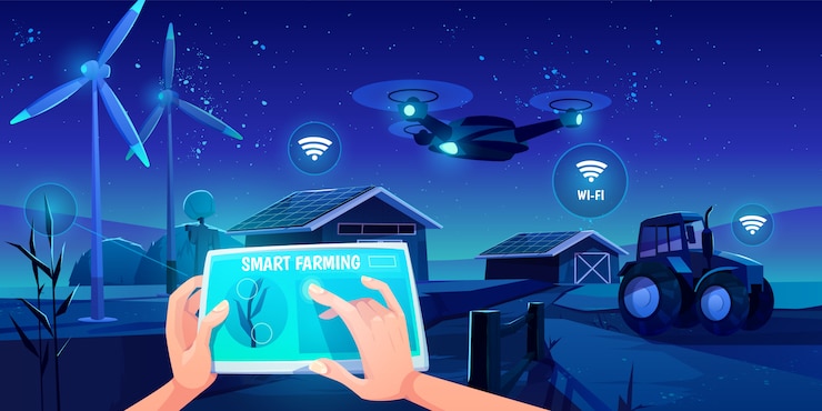 Free Vector futuristic technologies in farm