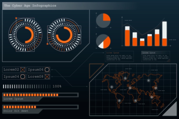 Free Vector futuristic technology infographic pack