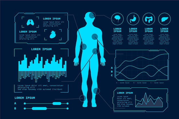 무료 벡터 미래 기술 의료 infographic 템플릿