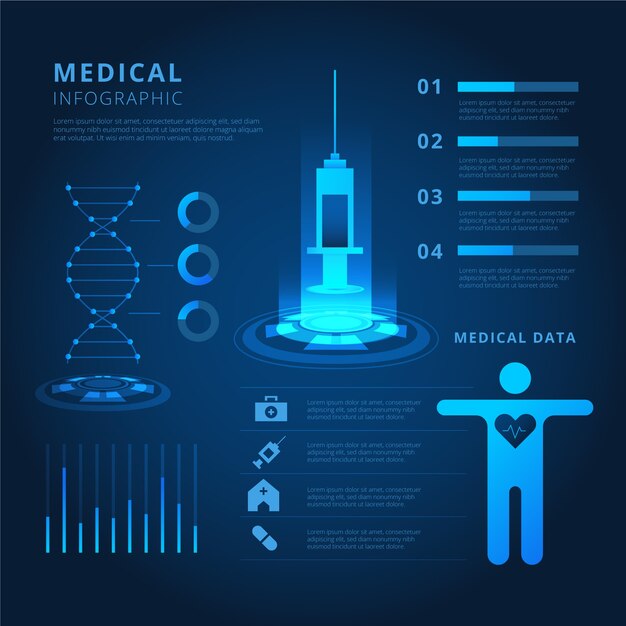 Бесплатное векторное изображение Футуристические технологии медицинской инфографики