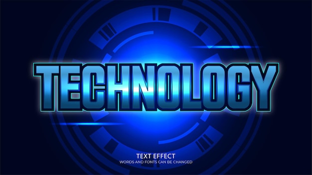 Free vector futuristic text effect on technology background replaceable text editable text effects