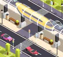 Free vector futuristic transport isometric scene