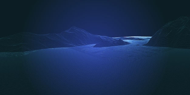 futuristic wireframe landscape