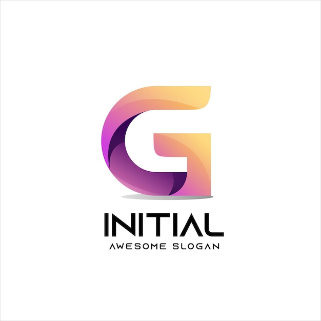 Free vector g letter logo initial gradient colorful