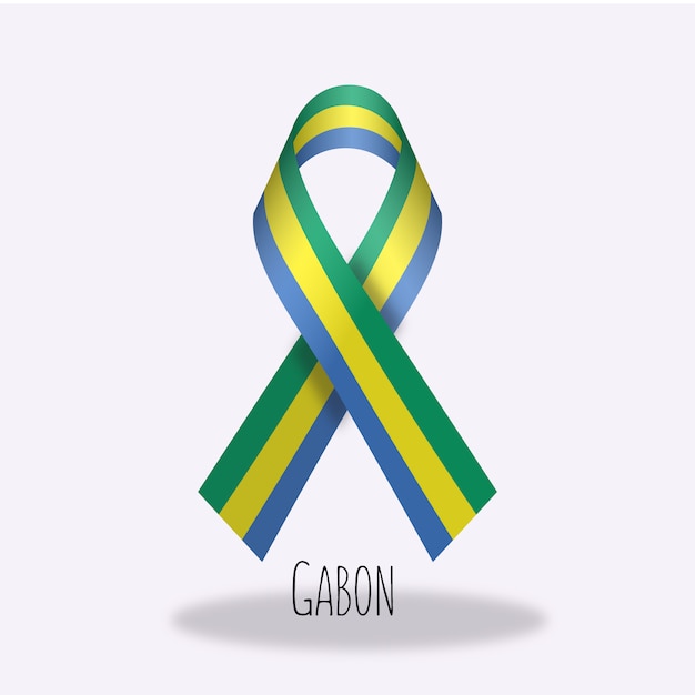 Gabon flag ribbon design