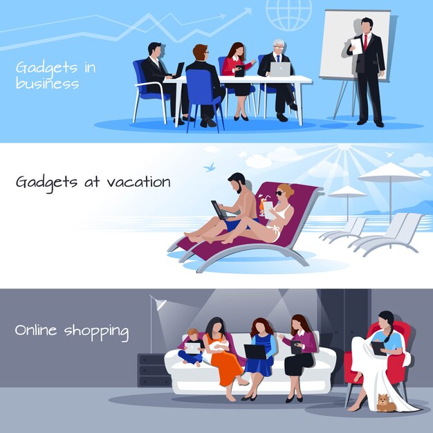 Gadgets In Business Vacation Shopping Banners 