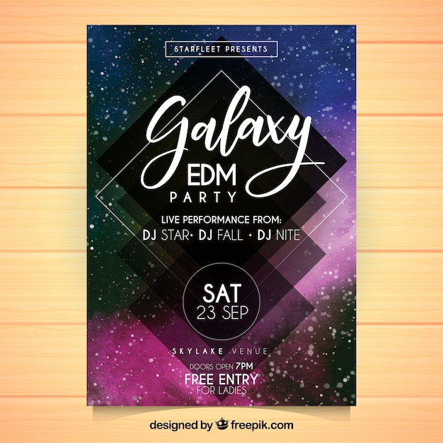 Free vector galactic party poster template