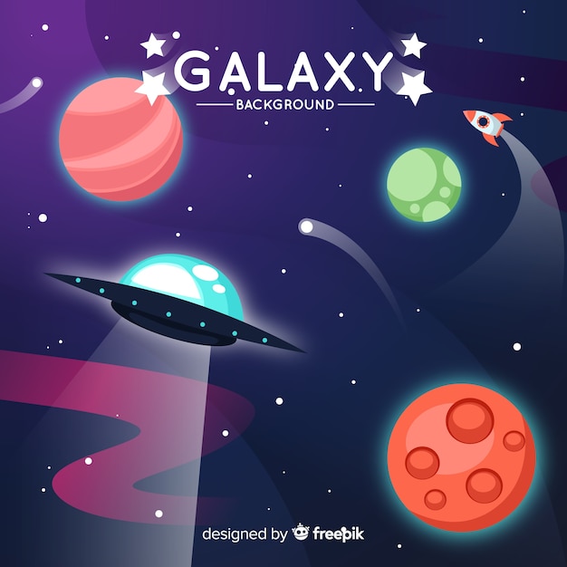 Free vector galaxy background with different elements