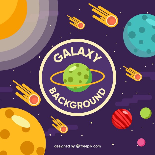 Galaxy background with meteorites